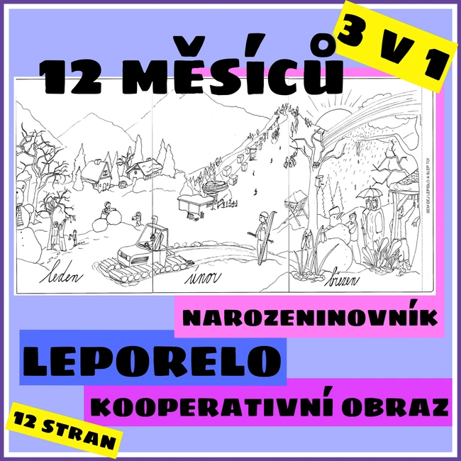 12 měsíců - 3 v 1 - leporelo, narozeninovník, kooperativní obraz