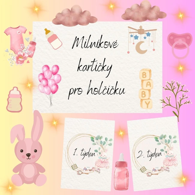 Milníkové kartičky pro holčičku 
