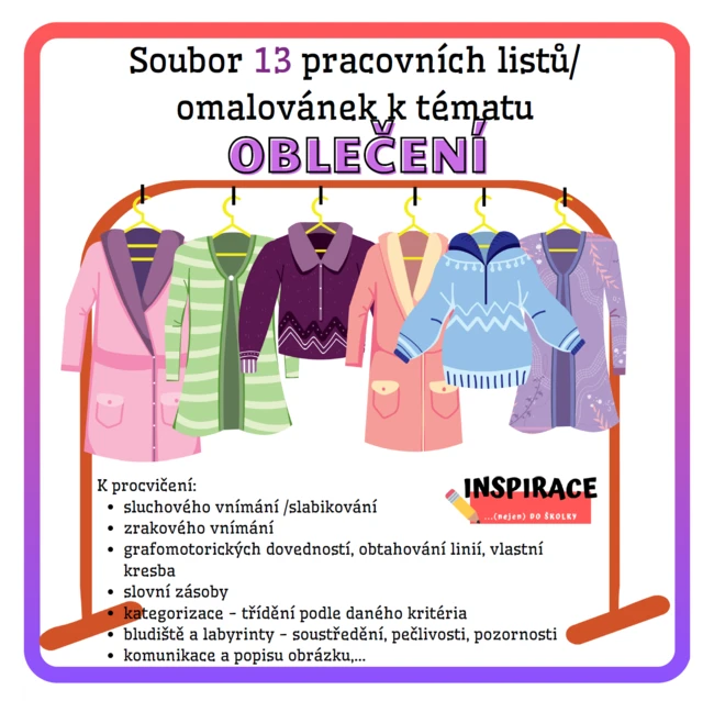 Pracovní listy na téma OBLEČENÍ