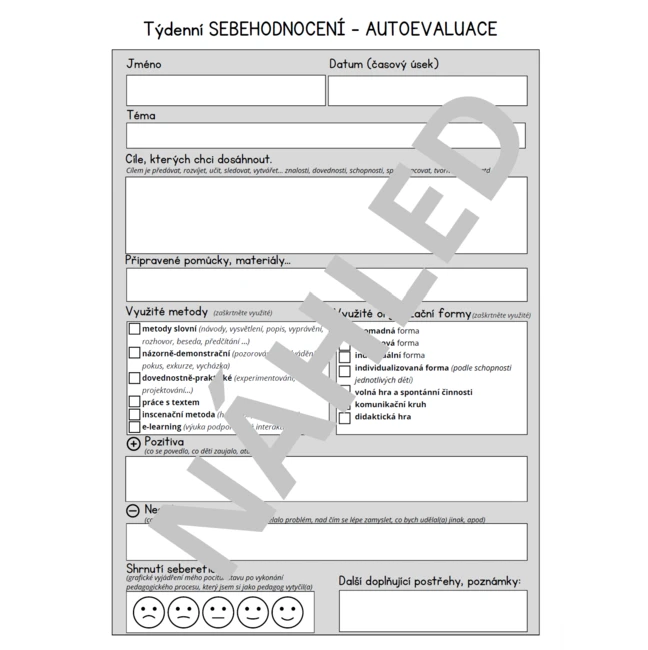 Týdenní evaluace, autoevaluace, sebehodnocení a sebereflexe (ZDARMA)