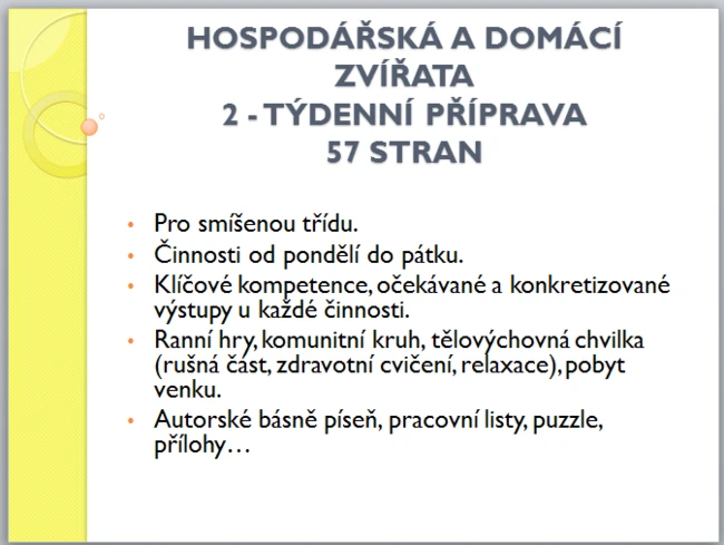 Příprava hospodářská a domácí zvířata