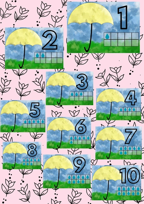Modelovánky - Deštník počítání do 10 ( modelovací podložky)