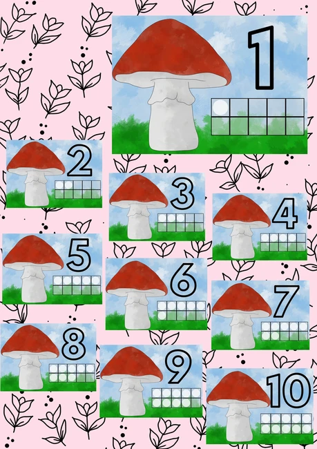 Modelovánky - Muchomůrka počítání do 10 ( modelovací podložky)