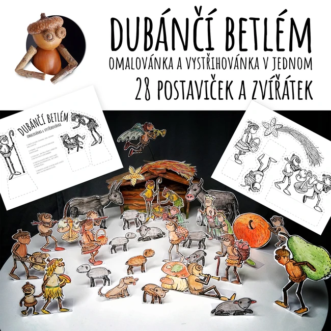 Dubánčí betlém - omalovánka a vystřihovánka
