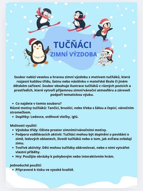Zimní výzdoba - tučňáci