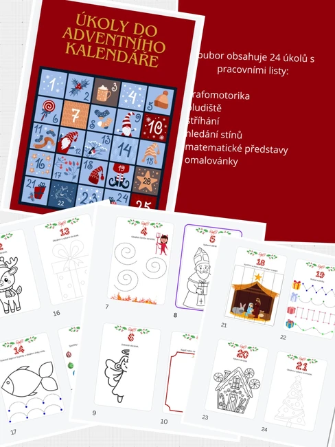 Úkoly do adventního kalendáře (pracovní listy)