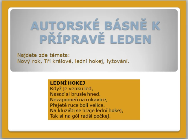Autorské básně k přípravě leden
