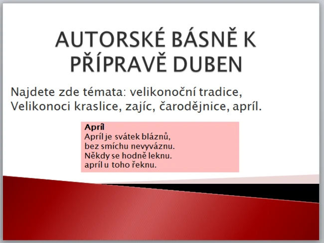 Autorské básně duben