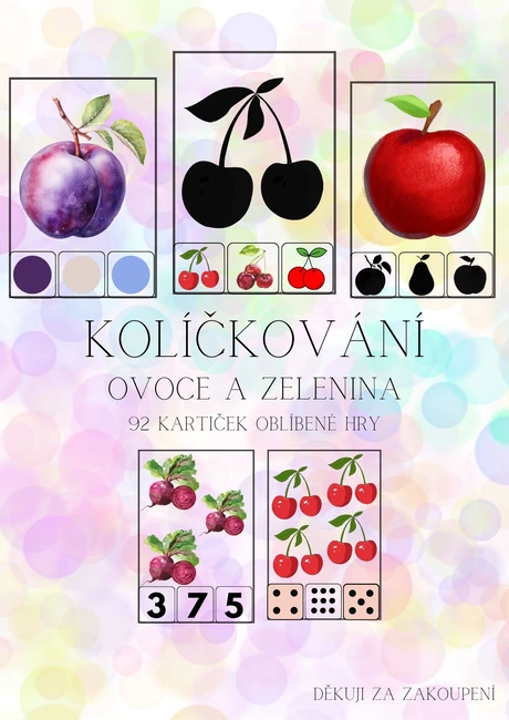 Kolíčkování - Ovoce a zelenina - 92 kartiček