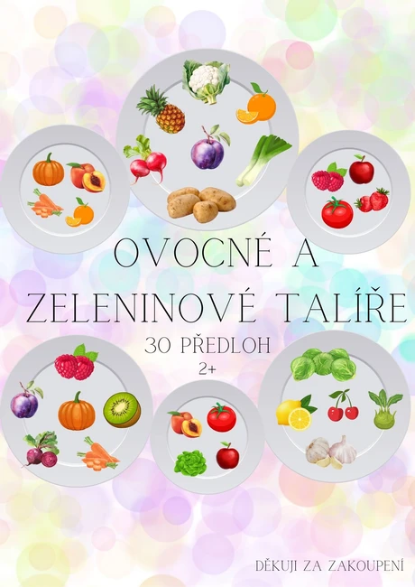 Ovocné a zeleninové talíře - 30 obrázků k procvičování zrakového vnímání