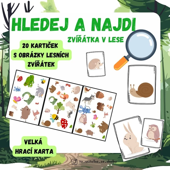 Najdi a hledej - zvířátka v lese