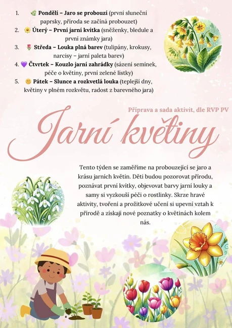 Jaro - jarní květiny (přípravy, sada aktivit)