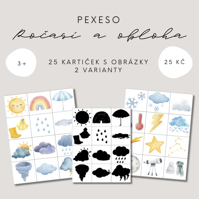 Pexeso - počasí a obloha