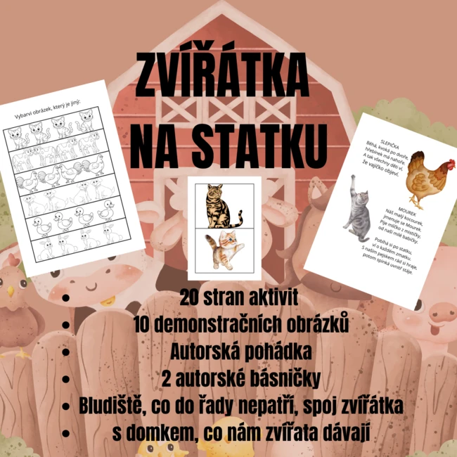 Zvířata na statku - pracovní listy