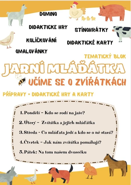 Zvířata a mláďata - velká sada: statek (přípravy, didaktické hry/karty)