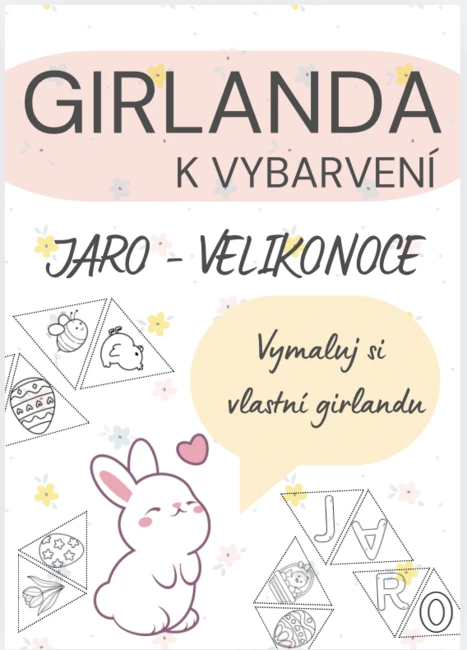 Girlanda - jaro/Velikonoce (k vybarvení)
