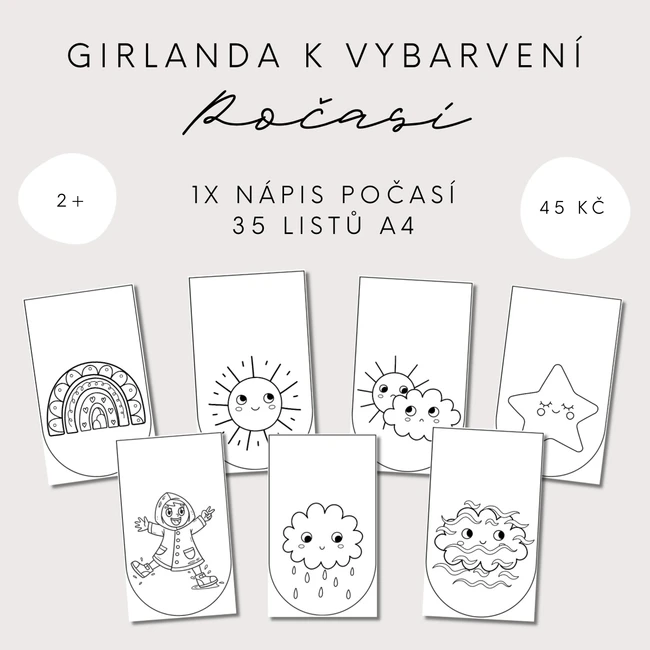 Girlanda k dokreslení - počasí