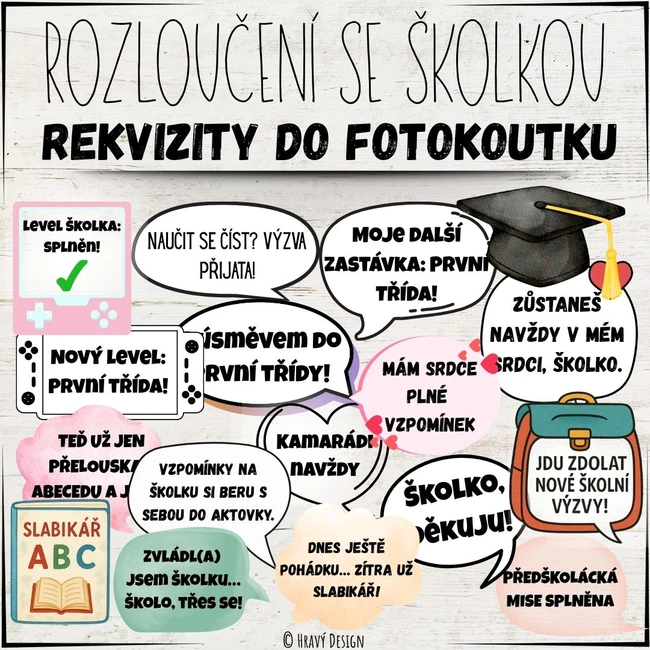 Loučení s předškoláky - Rekvizity do fotokoutku