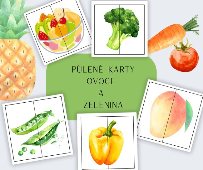 Ovoce a zelenina - půlené karty