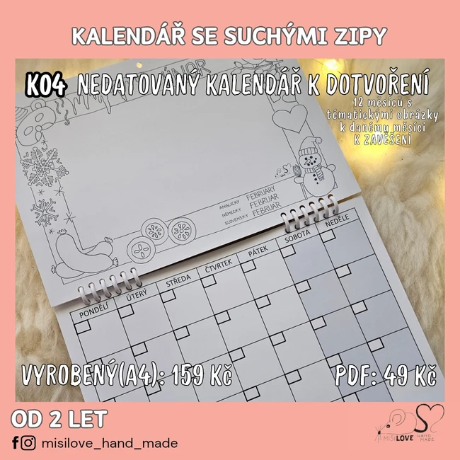 NEKONEČNÝ MĚSÍČNÍ KALENDÁŘ-OMALOVÁNKY