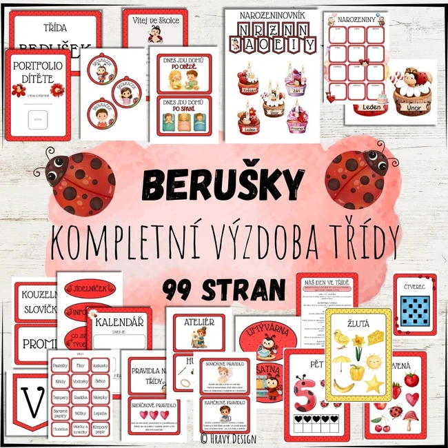 Kompletní výzdoba třídy - Berušky