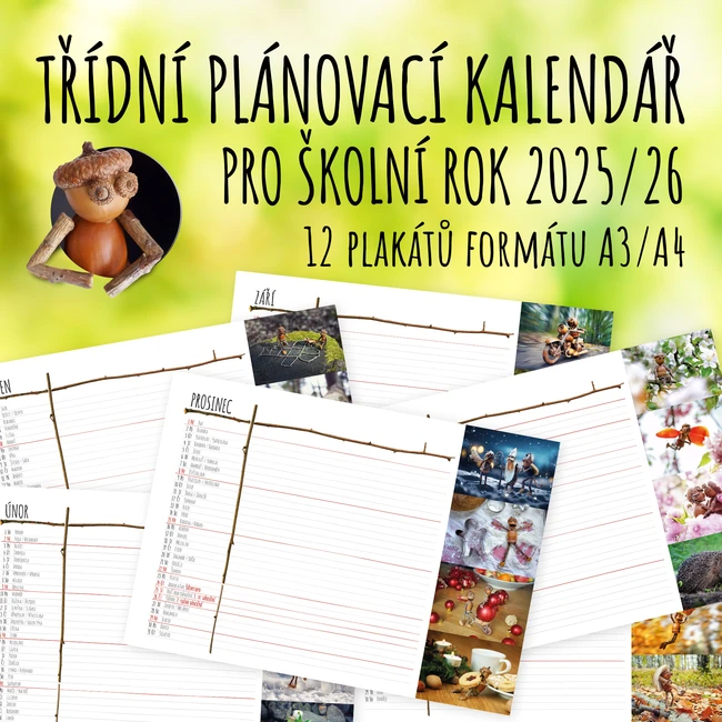 Třídní plánovací kalendář 2025/2026 s dubánky