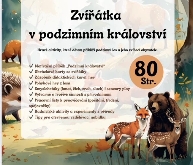 Zvířátka: podzim (aktivity, didaktické hry, karty, přípravy)