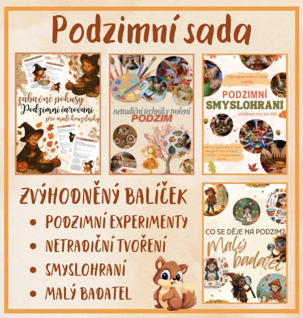 Podzimní sada: ZVÝHODNĚNÝ BALÍČEK ( pokusy, tvoření, smysly, bádání)