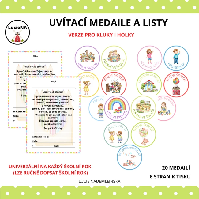 UVÍTACÍ MEDAILE A LISTY