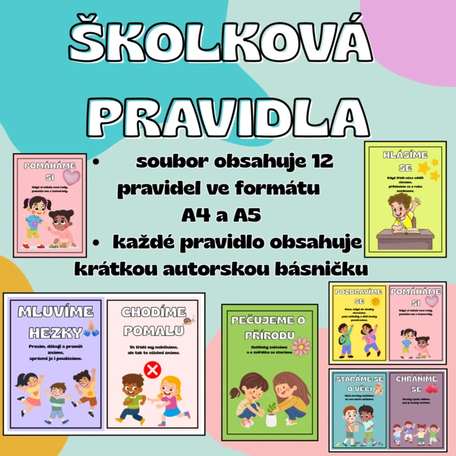 ŠKOLKOVÁ PRAVIDLA-kartičky