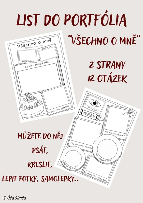 List do portfolia „Všechno o mně“ 