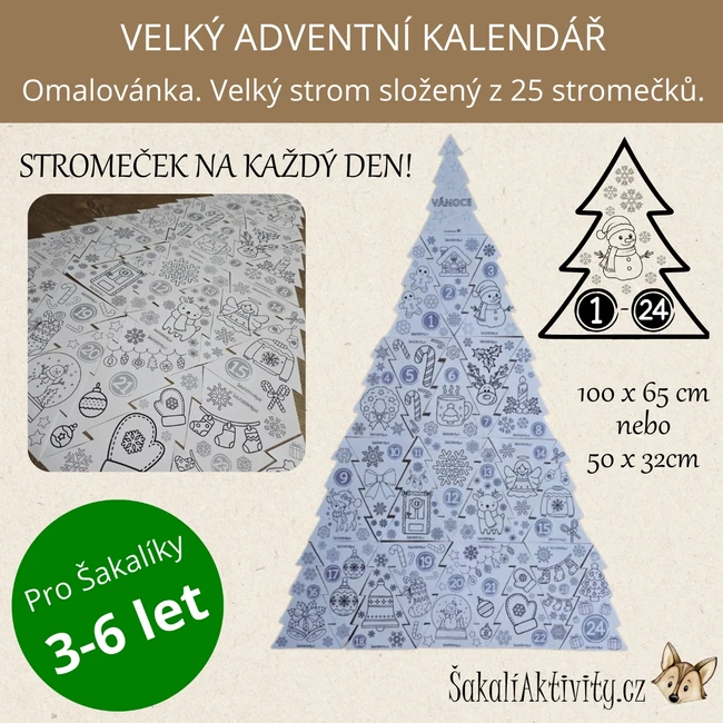  Velký omalovánkový adventní kalendář - vánoční strom 