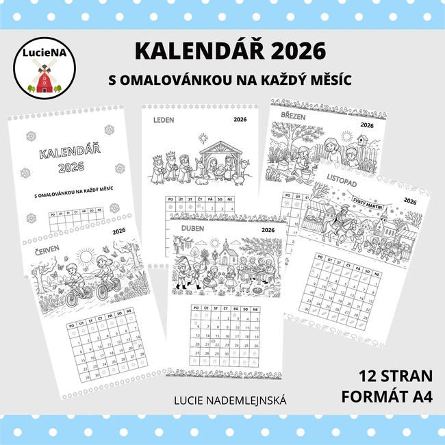 KALENDÁŘ S OMALOVÁNKOU 2026