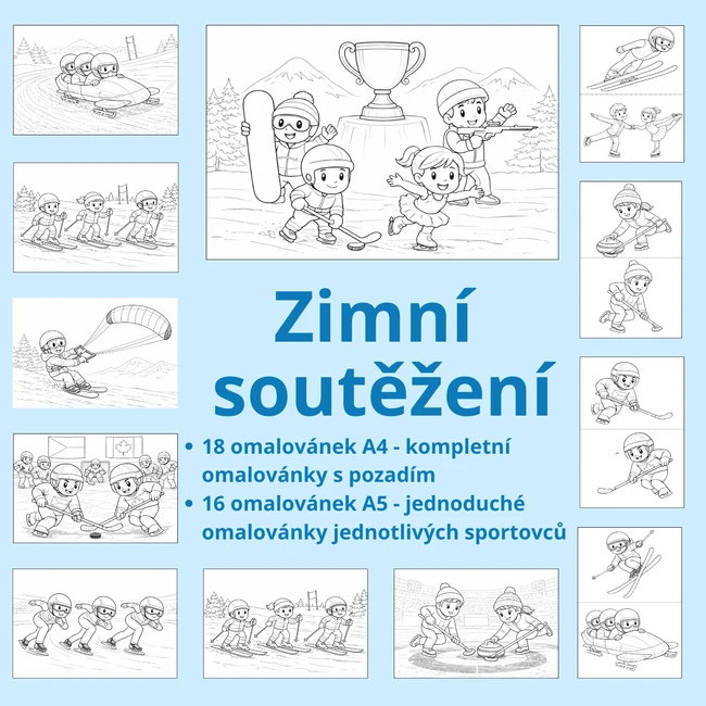 Zimní soutěžení - omalovánky