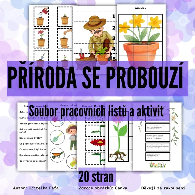 Příroda se probouzí - soubor plný obrázků, pracovních listů a aktivit pro děti v MŠ