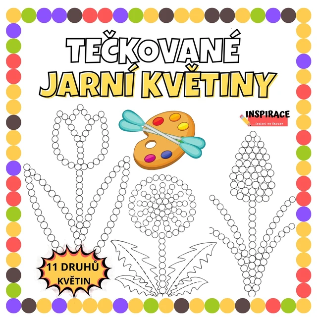 Puntíkaté - tečkované JARNÍ KVĚTINY🌷🌸🪻