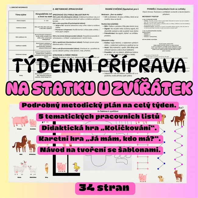 TÝDENNÍ PŘÍPRAVA: Na statku u zvířátek (34 stran)