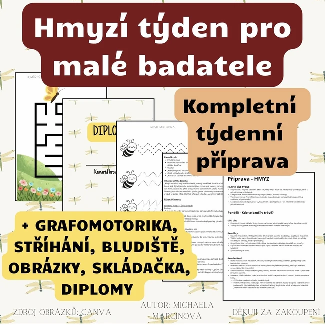 Hmyzí týden pro malé badatele - Kompletní týdenní příprava