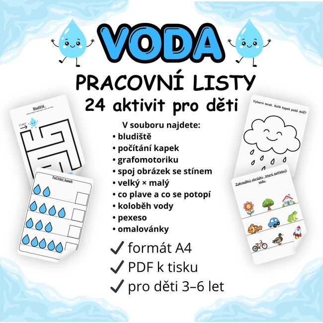 Voda nás baví: Pracovní listy pro malé badatele