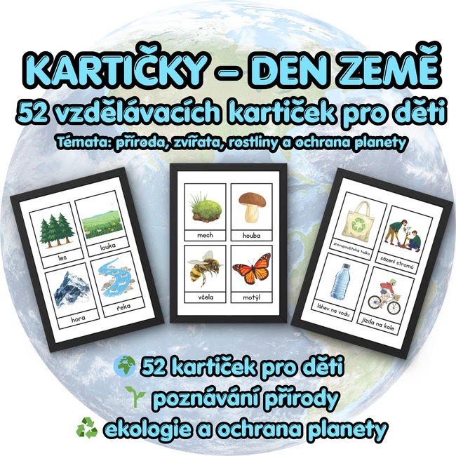 Den Země – 52 vzdělávacích kartiček o přírodě, rostlinách a ochraně planety