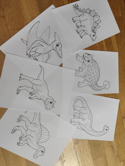 Dinosauří kooperativní - spojovací omalovánky 
