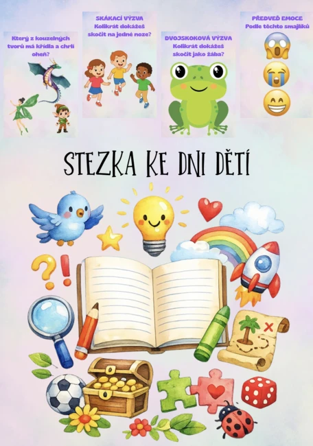🎉👣 STEZKA KE DNI DĚTÍ ☀️🎈(bez barevného pozadí)