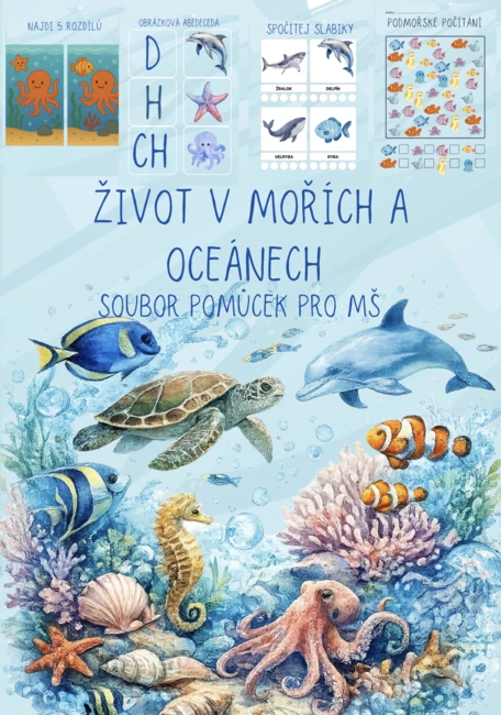 🌊 ŽIVOT V MOŘÍCH A OCEÁNECH (bez barevného pozadí) 🐢🐠
