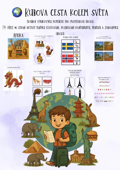 🌍✈️ KUBOVA CESTA KOLEM SVĚTA – bez barevného pozadí🎒🧳