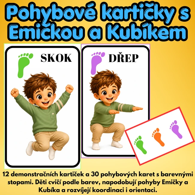 🌈 Emička a Kubík – Pohyb podle barev