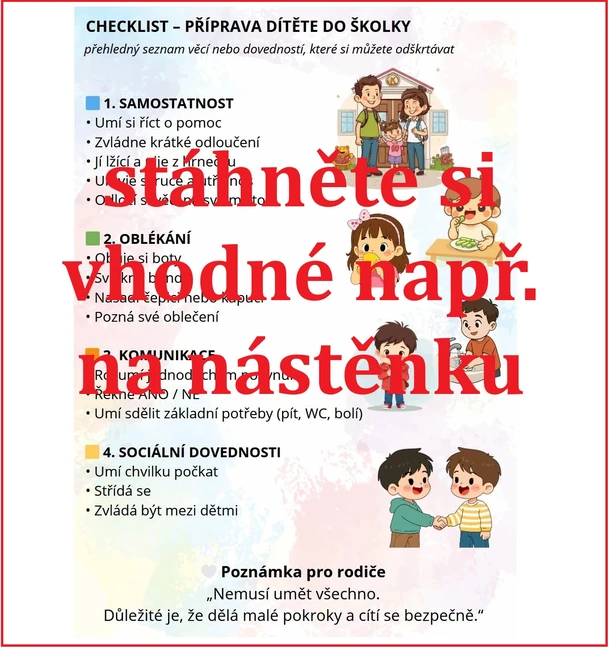 Checklist - příprava dítěte do MŠ
