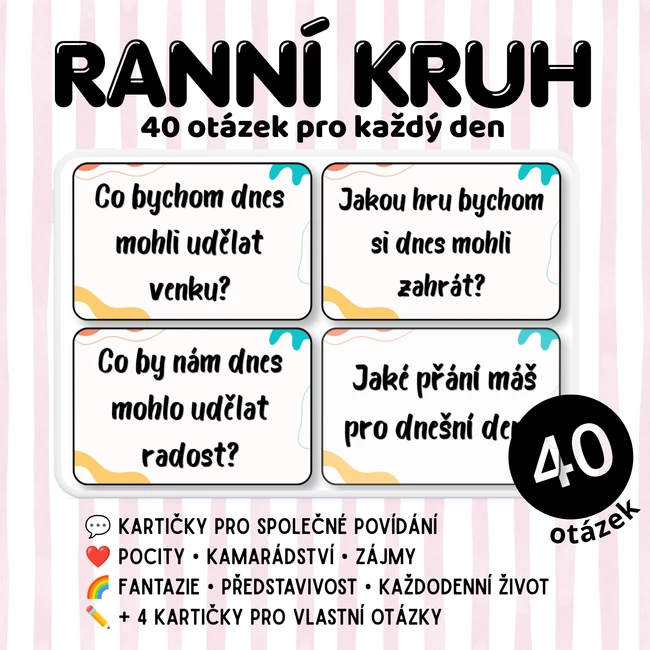 Ranní kruh – 40 otázek pro děti | Kartičky do MŠ