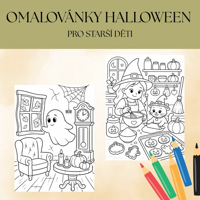 Halloween omalovánky - pro starší děti