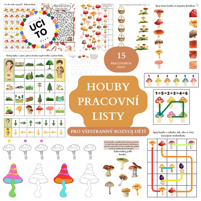 Houby -  pracovní listy