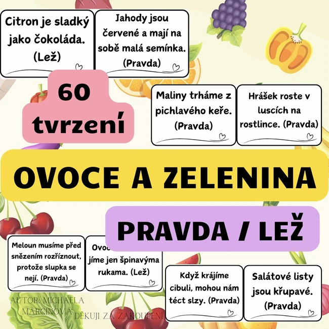 Ovoce a zelenina - pravda/lež